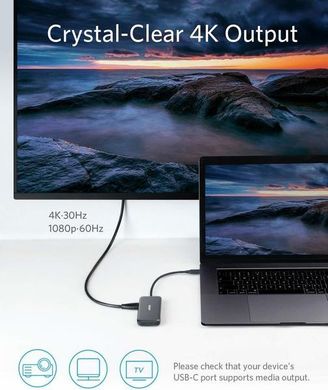 Перехідник Anker Premium 5-in-1 USB-C to HDMI 4K Media Hub (Gray)