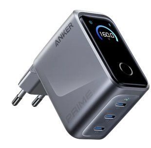 Мережева зарядка ANKER GaNPrime Charger 160W, 3xUSB-C PD3.1 w Display (Сріблястий)