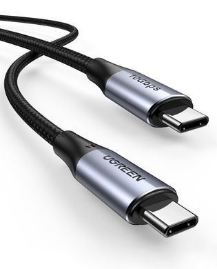 кабель Ugreen US355 Type-C-Type-C 100W 5A Gen2 10Gbps Cable 1м (Чорний)