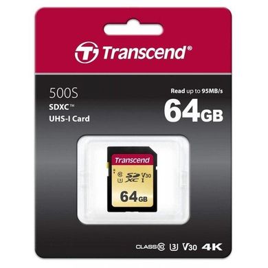 Карта памяти Transcend SDXC 64 GB UHS-I Ultimate U3 (R95, W60MB/s)