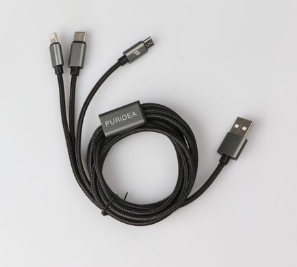 Кабель Puridea L10 - 3in1 (Lightning,Type-C,microUSB)-1.5m (чорний)