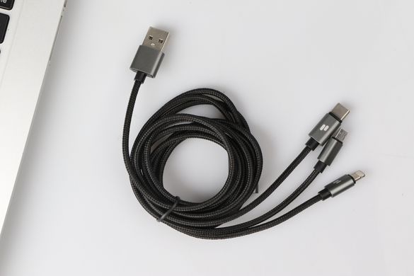 Кабель Puridea L10 - 3in1 (Lightning,Type-C,microUSB)-1.5m (чорний)