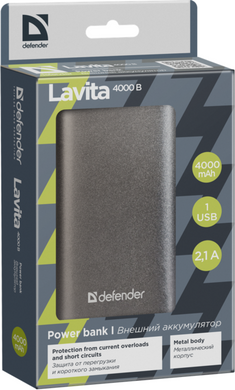 Портативное зарядное устройство Defender Lavita 4000B 1 USB, 4000 mAh, 2.1A (83614)