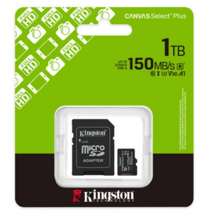 Карта памяти Kingston MicroSDXC 1TB Canvas Select Plus Gen3 150MB/s A1+SD-адаптер (SDCS3/1TB)