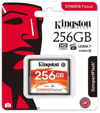 Карта памяти Kingston Compact Flash Canvas Focus 256 GB (150R/130W)