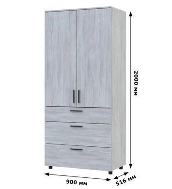 Шафа для одягу Doros Торн Сірий 2 ДСП/3Ш (штанга) 90х51.6х200 (DRS-012025)