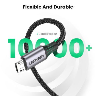 кабель Ugreen US290 USB - Micro USB Cable Aluminum Braid 1м (чорний)