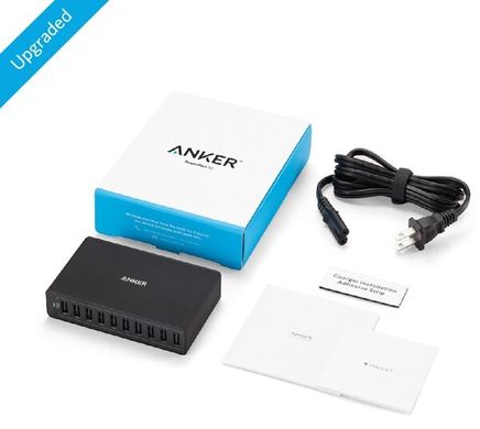мережева зарядка Anker PowerPort 10 60W 10-port V3 (Чорний)
