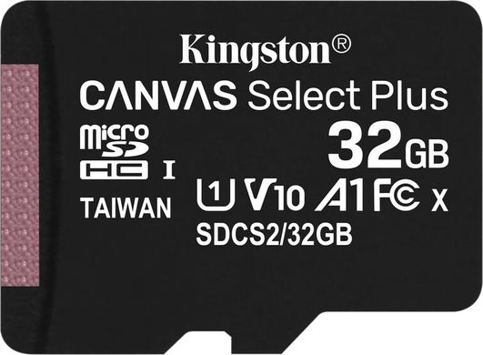 Карта памяти Kingston 32GB microSDHC Canvas Select Plus 100R A1 C10 (SDCS2/32GBSP)