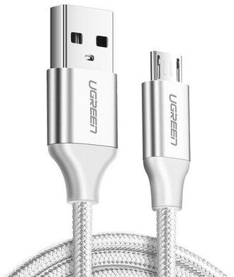 кабель Ugreen US290 USB - Micro USB Cable Aluminum Braid 1м (білий)