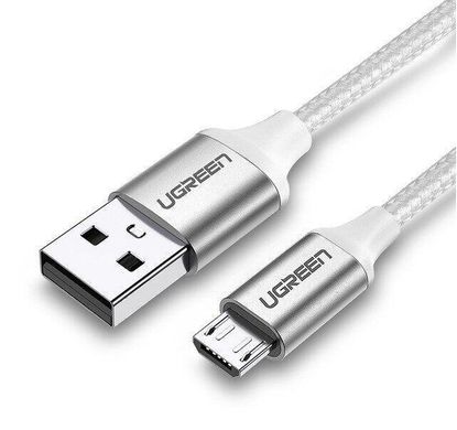 Кабель Ugreen US290 USB – Micro USB Cable Aluminum Braid 1м White