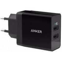 сетевая зарядка Anker PowerPort 2 - 24W 2xUSB PIQ + MicroUSB V3 (Black)