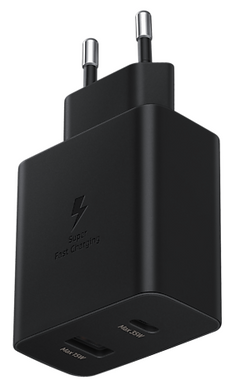 Мережевий зарядний пристрій Samsung EP-TA220NBEGRU 35W Charger Duo USB-C+USB Black
