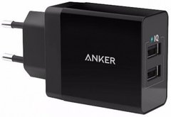 мережева зарядка ANKER PowerPort2 24W/4.8A+Micro USB cable V3 (Black)