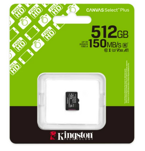Карта памяти Kingston MicroSDXC 512GB Canvas Select Plus Gen3 150MB/s A1 (SDCS3/512GBSP)