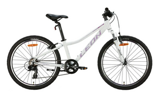 Велосипед алюміній 24" Leon JUNIOR AM Vbr рама-12" білий з бузковим 2024