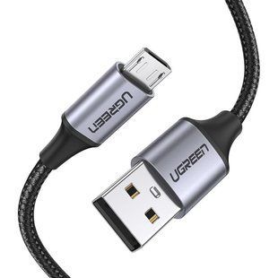 кабель Ugreen US290 USB - Micro USB Cable Aluminum Braid 2м (чорний)