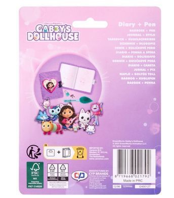 Пухнастий блокнот на замочку з ручкою GABBY'S DOLLHOUSE