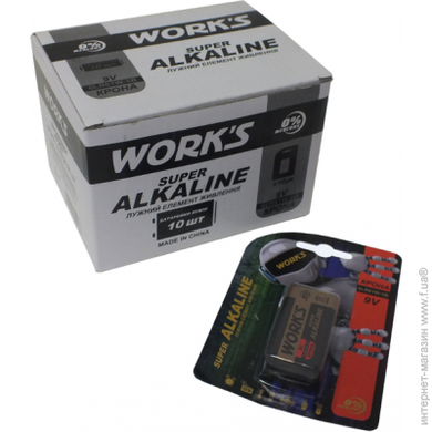 Батарейка щелочная Alkaline 6LR61W-1B/9V КРОНА/1шт блистер (1x10 уп)