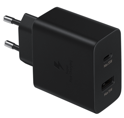 Мережевий зарядний пристрій Samsung EP-TA220NBEGRU 35W Charger Duo USB-C+USB Black