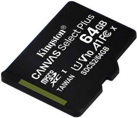 Карта памяти Kingston 64GB microSDXC Canvas Select Plus 100R A1 C10 (SDCS2/64GBSP)