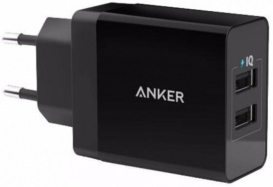 сетевая зарядка Anker PowerPort 2 - 24W 2xUSB PIQ + MicroUSB V3 (Black)
