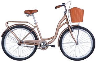 Велосипед ST 26" Dorozhnik AQUAMARINE з багажником задн St з кошиком Pl з крилом St 2024 (бежевий)