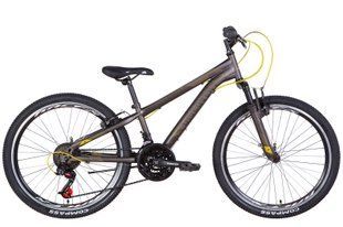 Велосипед 24" Discovery RIDER AM 2022 (темно-серебристый с желтым (м))