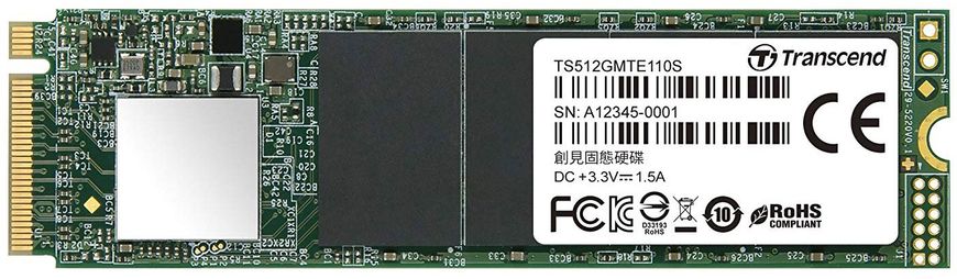 SSD внутренние Transcend MTE110S 512 Gb NVMe M.2 3D TLC (TS512GMTE110S)