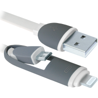 Кабель Defender USB10-03BP USB(AM)-MicroUSB+Lightning білий 1м