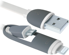 Кабель Defender USB10-03BP USB(AM)-MicroUSB+Lightning White 1m