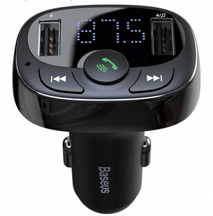 АЗП+FM-трансміттер Baseus T-Typed S-09 MP3 Car Charger Black (CCALL-TM01) K