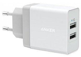 сетевая зарядка Anker PowerPort 2 - 24W 2xUSB PIQ + MicroUSB V3 (White)