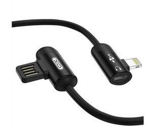 Кабель USB XO NB38 lightning 1m 2.4A with Audio adapter L-shape black