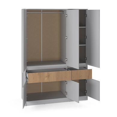 Шафа розпашна для одягу з висувними шухлядами (полиці - штанга) Эверест Стайл-1400 140х53х203 см Кашемір/Канелла (DTM-073576)