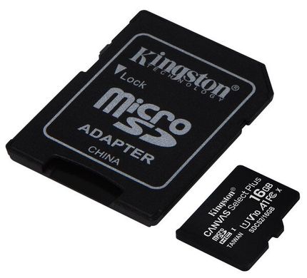 Картка пам'ятi Kingston microSDHC 16Gb Canvas Select+ A1 (R100/W10) +ad