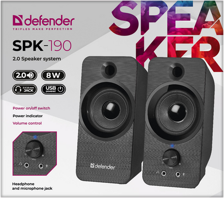 Акустическая система Defender SPK-190 2.0 USB Black (65190)