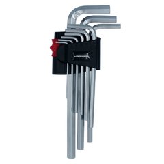 Набір Г-подібних ключів HEX подовжених 9 од., S2, 1,5-10 мм Haisser