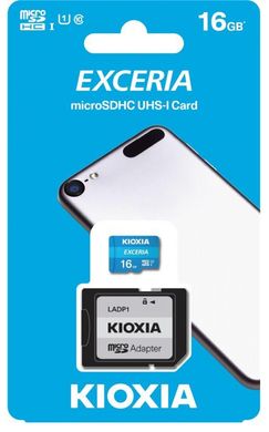 Карта пам'яті Kioxia Exceria microSDHC UHS-I 16GB class10+SD (LMEX1L016GG2)