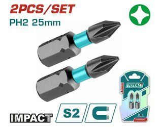 TOTAL TACIM71PH225 Отверточные ударные насадки, PH2, 25 мм, 2шт.