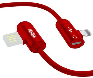 Кабель USB XO NB38 lightning 1m 2.4A with Audio adapter L-shape red