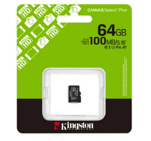 Карта памяти Kingston MicroSDXC 64GB Canvas Select Plus Gen3 100MB/s A1 (SDCS3/64GBSP)