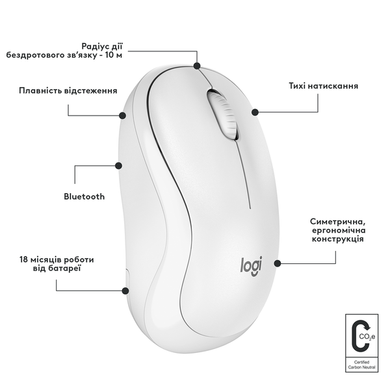 Миша Logitech M240 Silent Bluetooth Off White