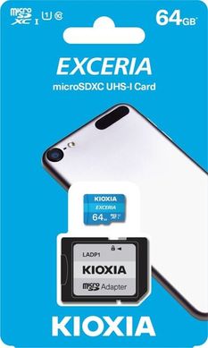Карта пам'яті Kioxia Exceria microSDXC UHS-I 64GB class10+SD (LMEX1L064GG2)