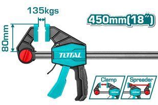 Струбцина TOTAL THT1346801 быстрозажимная, 80х450мм, 135кг