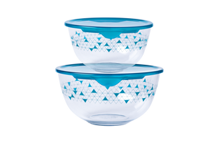 Миска Pyrex наб. мисок стекл 2шт с рис.крыш (1л-17см, 2л-21см) (913S043)