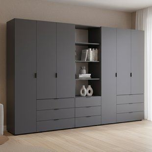 Шафа для одягу Doros Гелар Графіт 3+3ДСП з пеналом 292.4х49.5х203.4 (DRS-011924)