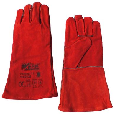(WE2128) Перчатки замшевые, манжет крага, красного цвета р.11 Werk