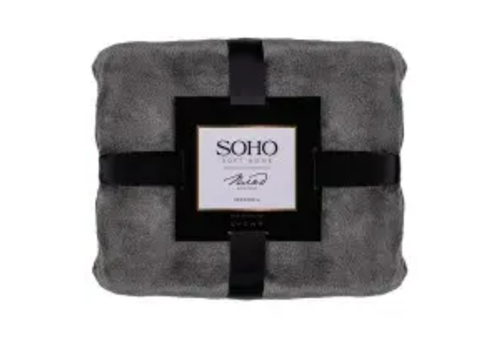 Плед Soho флисовый, размер 200*230 см, Pattern Темно-серый