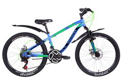 Велосипед в коробке 24" Discovery FLIPPER AM DD ST с крылом Pl 2021 (сине-зеленый с черным (м))
